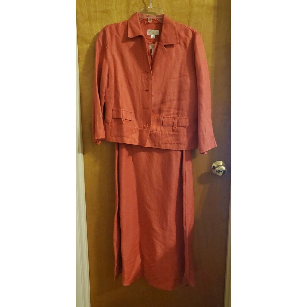 Misses Talbots Petite size 8 red dress with jacket outfit set